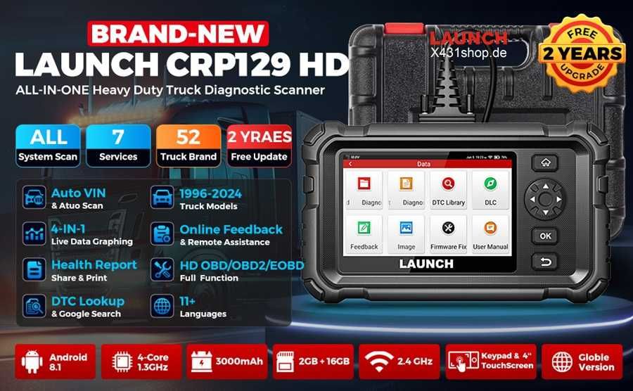 Máq. Diagnostico Pesados Launch 129HD  nova 2 anos atualização grátis