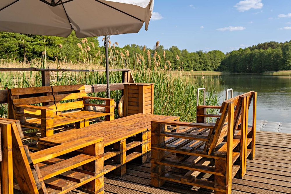 mazury, jezioro, sauna, balia, widok, łódka, pomost, dom