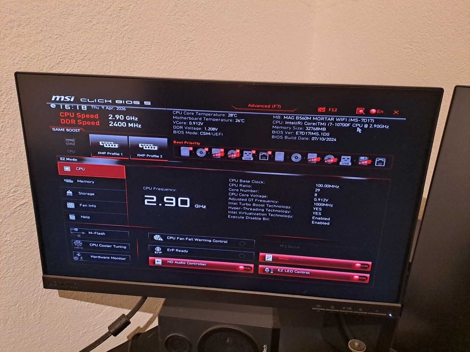 Bundle Intel Core i7-10700F / Motherboard MSI MAG B560M Mortar WiFi