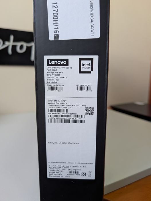 RTX3060(6Gb) Новий Lenovo Legion 5 Pro 16IAH7H/I7-12700H/16/1TB/2K/16