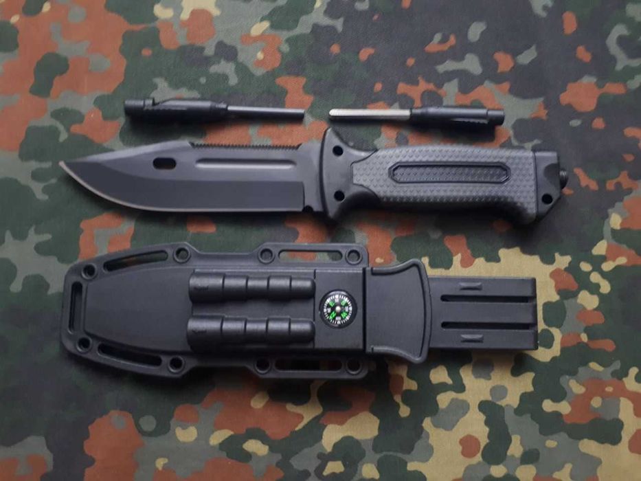 Туристичний мисливський ніж Columbia 4038A 27см з пластиковими ножними,тактичний похідний ніж з кресалом,точилкою,свистком,склобій,серрейтерна пила