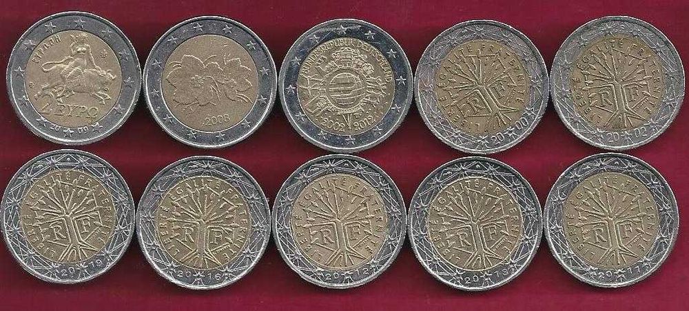 MOEDAS   De  2 euros    Raras   10 Moedas