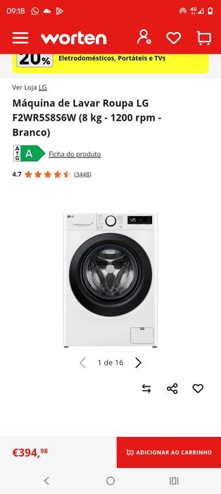 Máquina de lavar a roupa como nova
