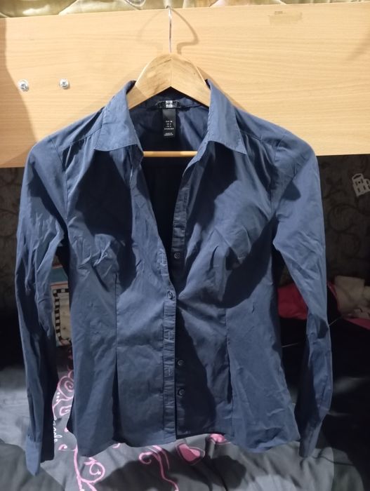 рубашка обтягуюча темно синя siren chic