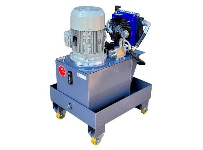 7,5 KW Zasilacz hydrauliczny ze zbiornikiem 60L i wanną ociekową na kółkach