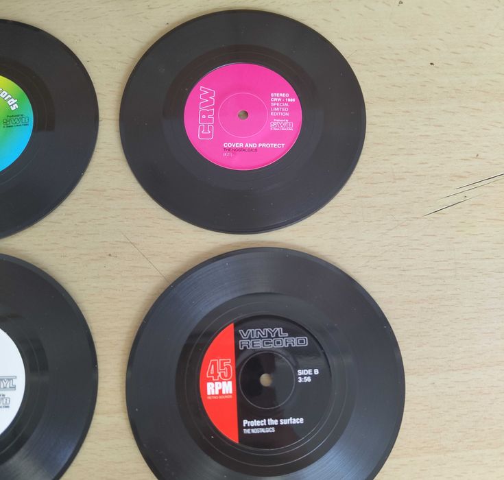6 Bases de Copos Vinyl CD DJ Retro