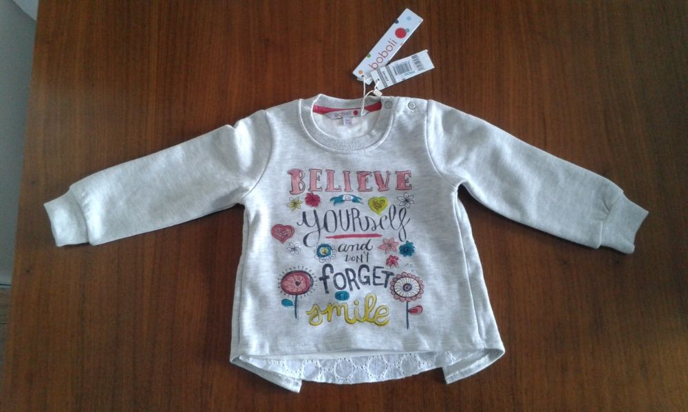 Nowa bluza dziewczęca Boboli, szara, z ozdobnym tyłem, rozm.86