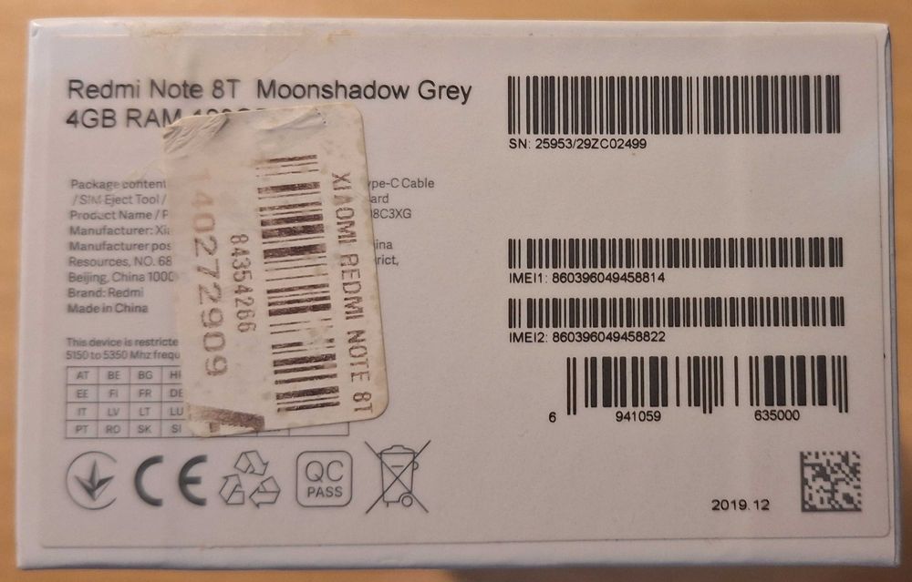 Xiaomi Redmi Note 8T 4/128 GB NFC + pudełko | Moonshadow Grey