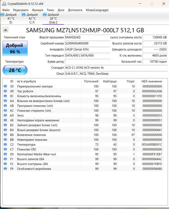 SSD-диск Samsung 512 GB SATA