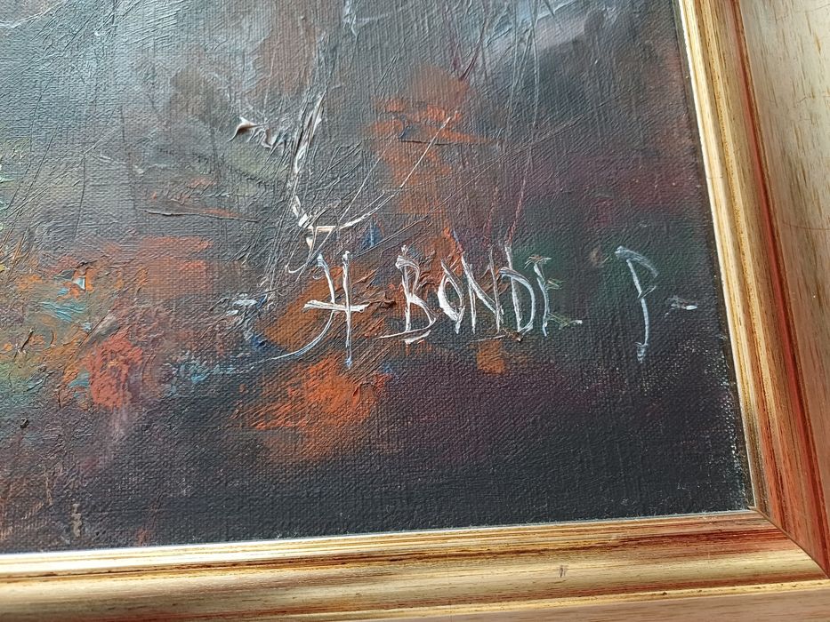 Stary duży obraz na płótnie HARRY BONDE PETERSEN (1918- 1999)  .