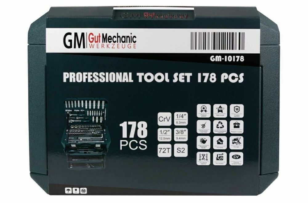 Набір інструментів GUT MECHANIC 178 од. (GM-10178) | Professional Cr-V | ГАРАНТІЯ