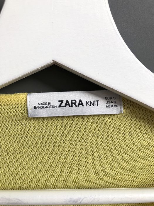 Bluzka z dłuższym bokiem żółta ZARA rozmiar S