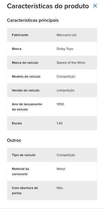 Carrinho de coleção antigo