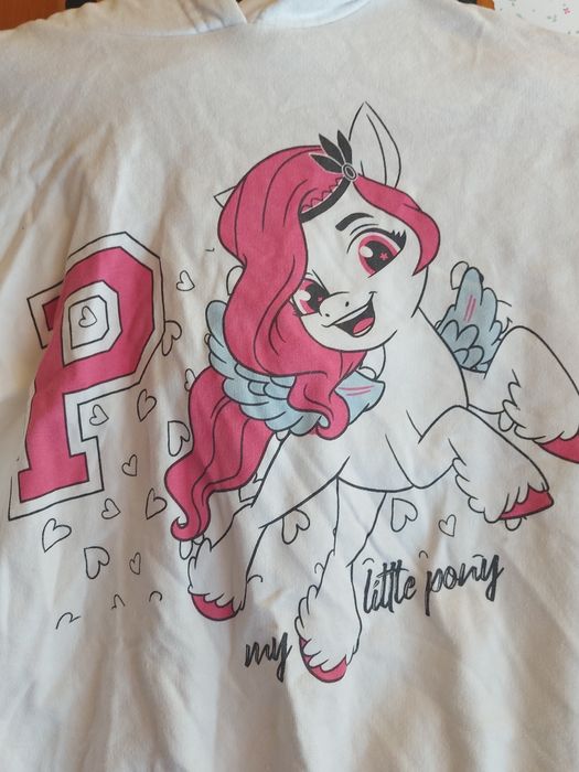 Bluzka z kapturem dresowa dziewczęca rozmiar 134 pony