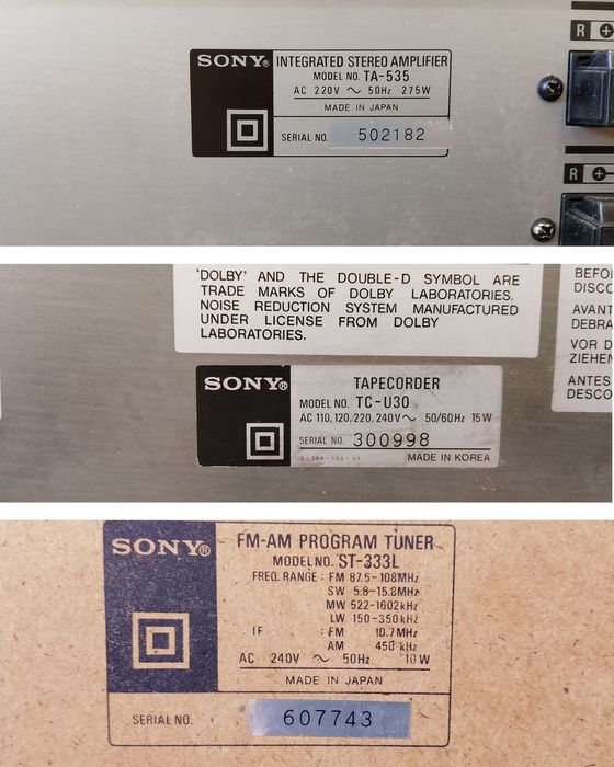 SONY TA-535, TC-U30, ST-333L
