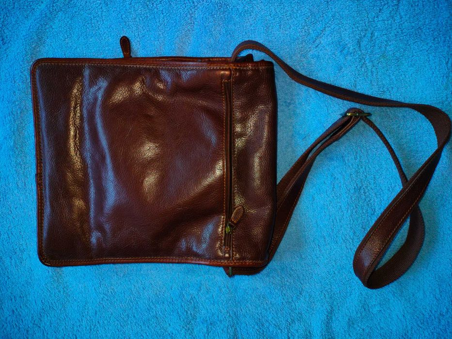 Чоловіча вінтажна шкіряна сумка/месенджер KATANA (Франція) "Brown Dennis Leather Bag", 30 x 34 x 6 см., ідеальний стан
