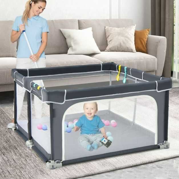 Parque infantil dobrável 50 bolas 124x124x70cm Cinzento Escuro NOVO