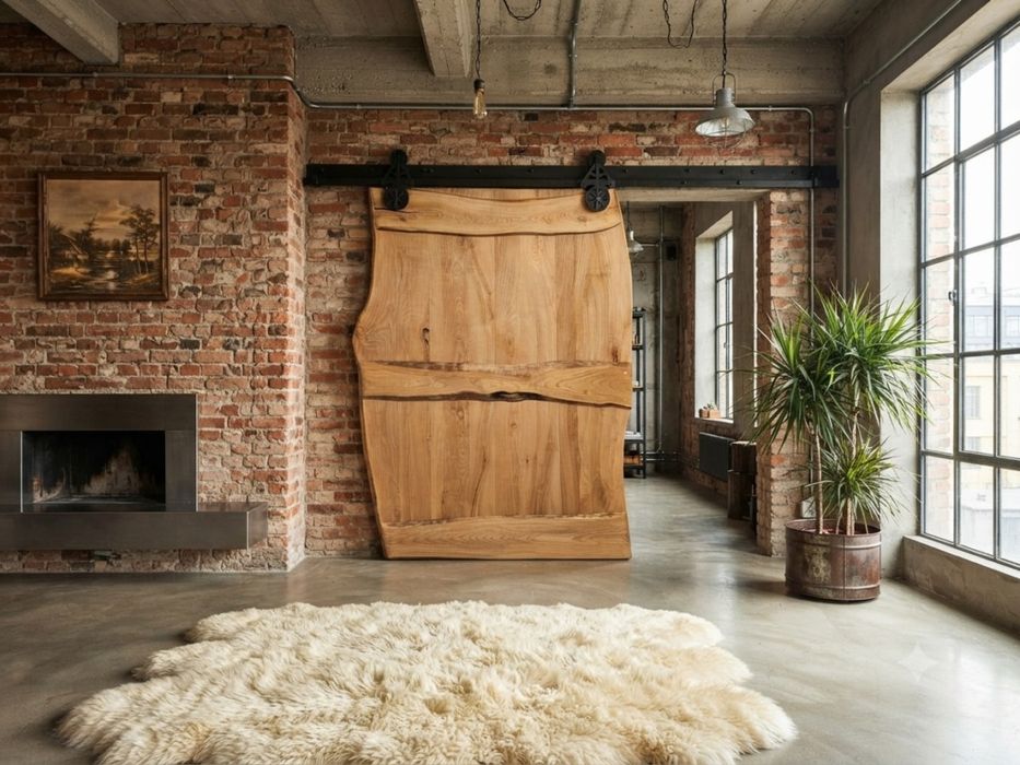 Drzwi drewniane przesuwne barn door lite drewno