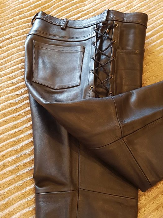 Кожаные Стильные Байкерские Штаны