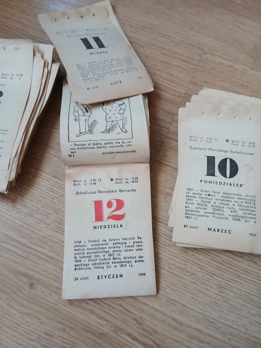 Kartka z kalendarza 1986 40 lat minęło  urodziny rocznica