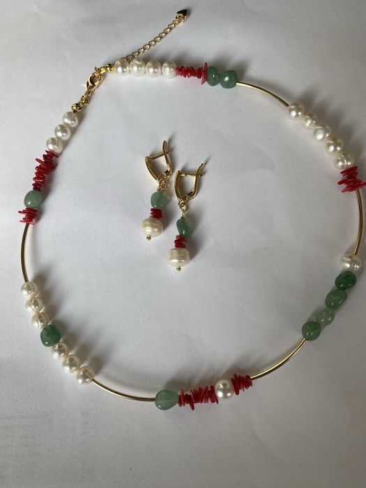 Комплект украшений ручной работы колье серьги