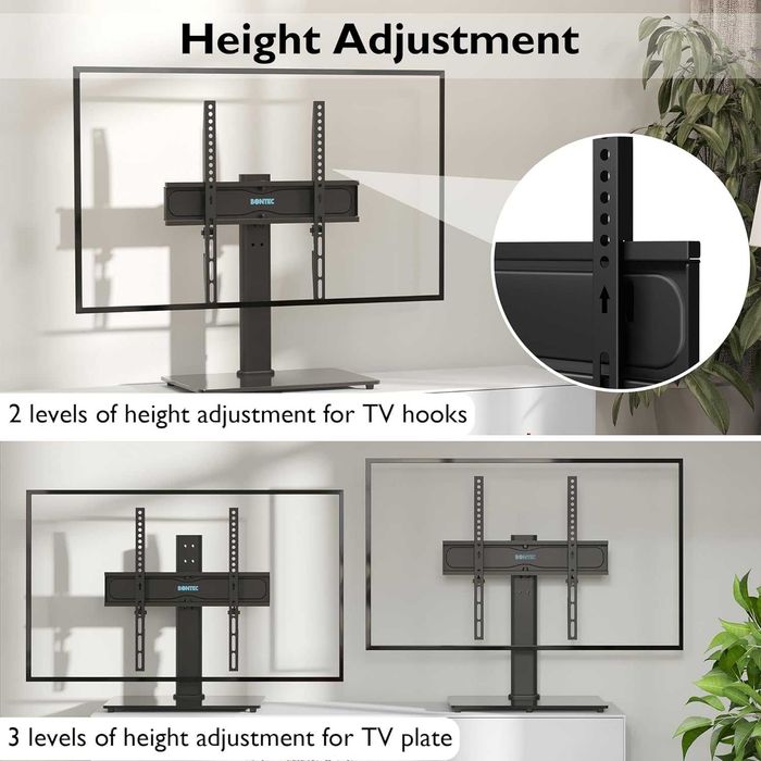 BONTEC ST10-1 stojak uchwyt obrotowy TV 26-55" do 45kg VESA szklany
