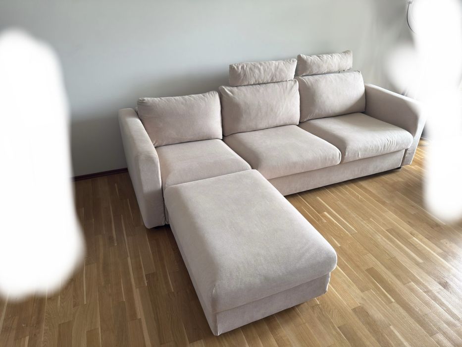 Sofa 3-osobowa IKEA seria Vimle z funkcją spania, podgłówkami i podnóżkiem ze schowkiem. Stan bardzo dobry