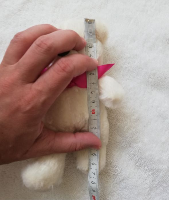 Biały miś z różowa kokardą 17cm