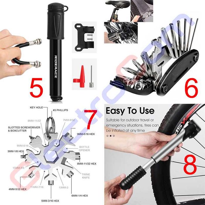 Аксесуари, гріпси, насос, інструмент, замок, перчатки, комп'ютер, інше