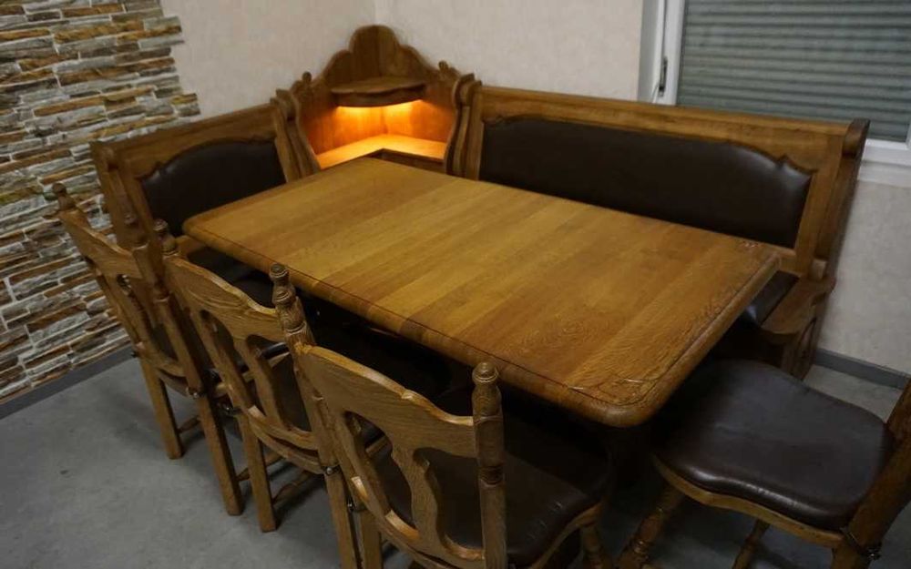 Ekskluzywny Narożnik Kuchenny Podświetlany Stół Rozkł 4 krzesła  K-499