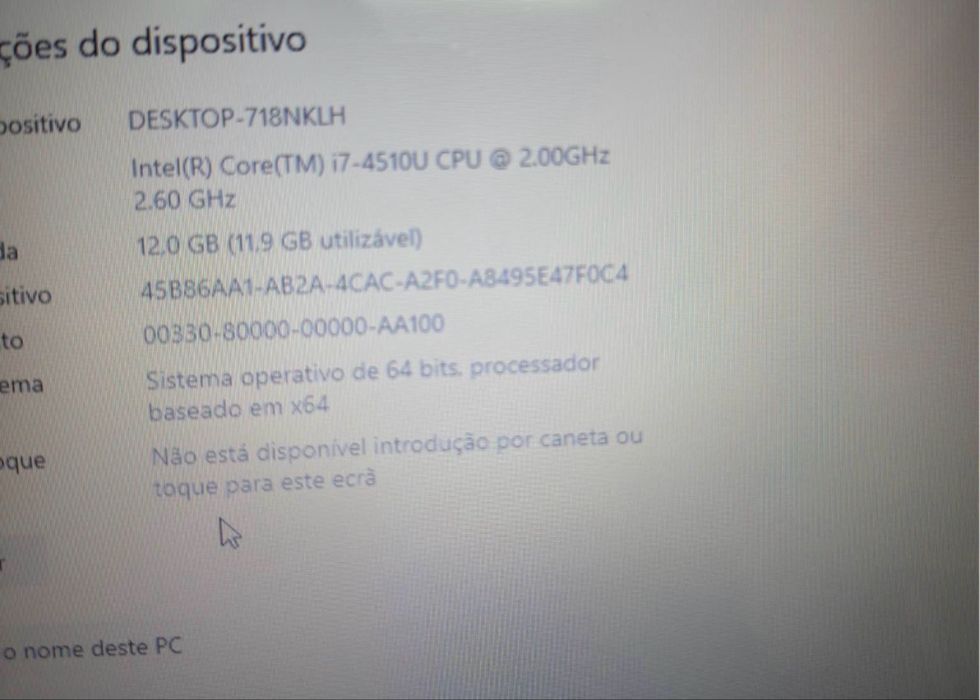 Portátil Asus i7 4 geração