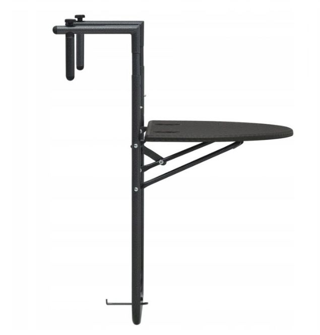 Wiszący stolik balkonowy, brązowy, 60x64x83,5, plastikowy