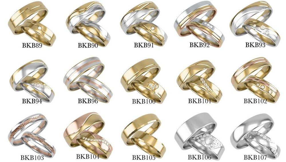 Złote obrączki 585 5 mm łączone kolory profil prosty od 4 do 8 mm