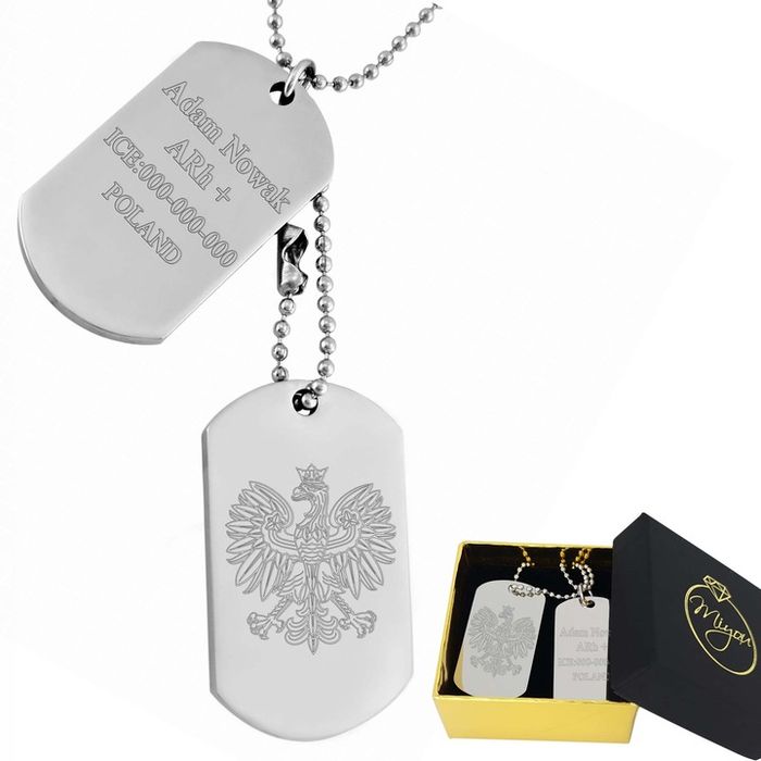 Nieśmiertelnik Z Grawerem X2 Męski, Stal Chirurgiczna Grawer Mechanicz