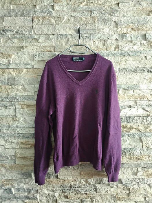 Ralph Lauren wełniany męski sweter v-neck M Merino wool w2