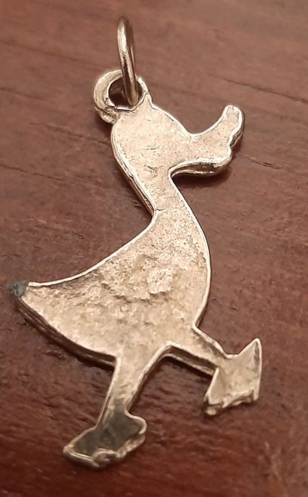 Pingente de pato vintage anos 50, altura de 2,2cm