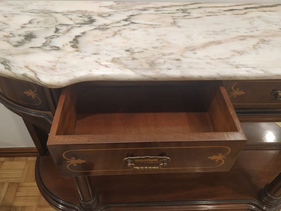 Consola marmore madeira maciça