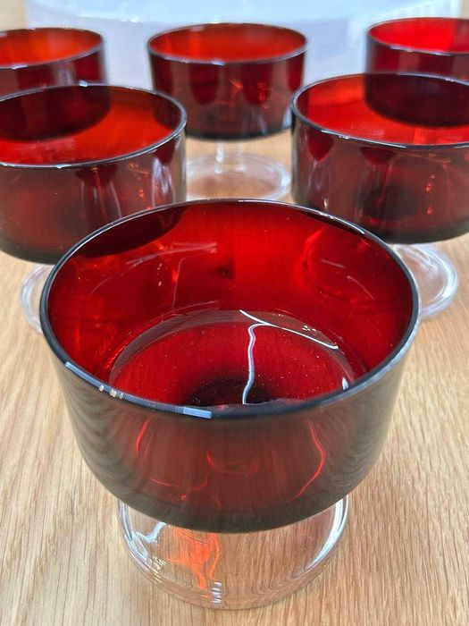 Copos Ruby Red Cavalier - Luminarc - Anos 70