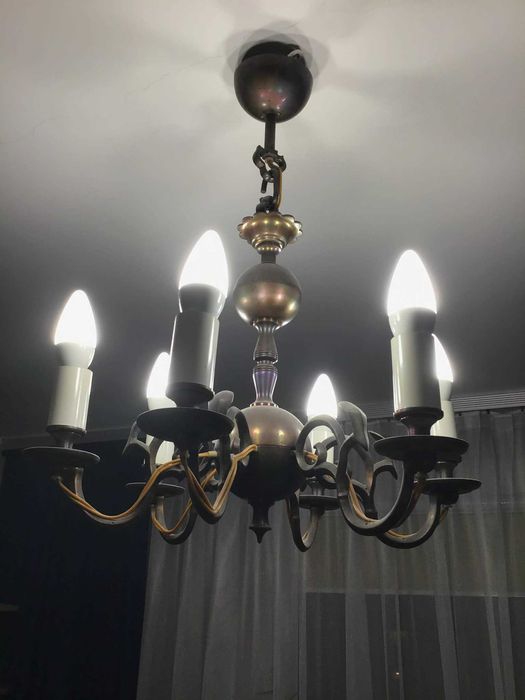 Żyrandol 6 mosiądz vintage