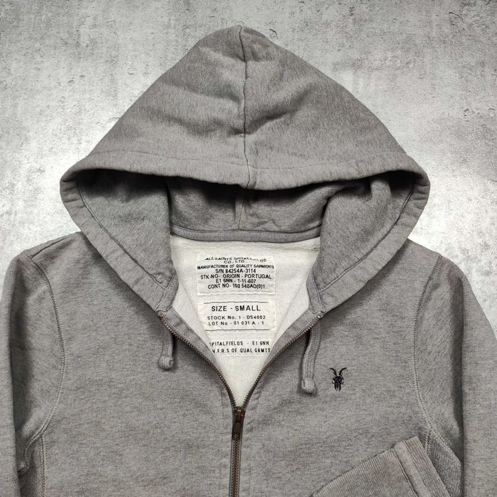 MĘSKA Bluza Rozpinana Bawełna z Kapturem Szara Suwak PREMIUM AllSaints