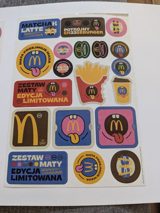 Dwa zestawy Maty naklejei McDonald's