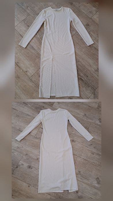 Sukienka prążkowana, biała - Stradivarius - rozm 38 - używana