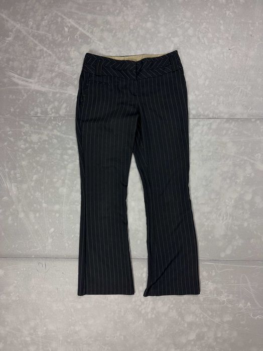 Czarne eleganckie spodnie garniturowe w paski (S) 90s 80s y2k