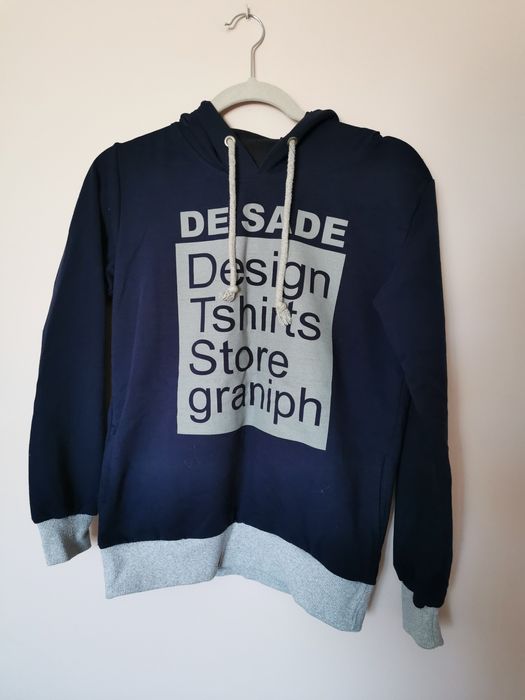 Bluza sweter granatowa szara aplikacja vintage retro boho M 38