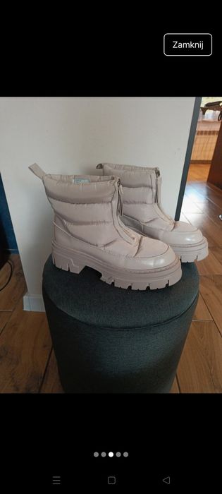 Śniegowce damskie hm h&M 38 beż beżowe