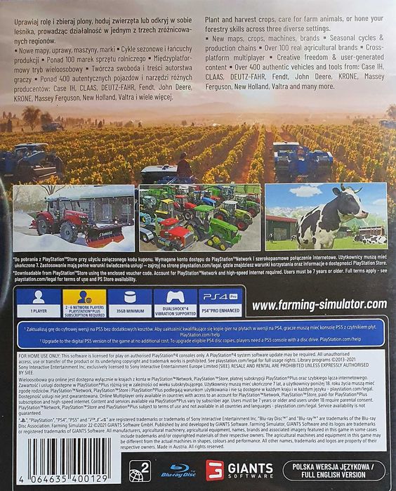 FARMING SIMULATOR 22 PL Playstation 4 PS4 PS5 Sklep Multigames Kraków