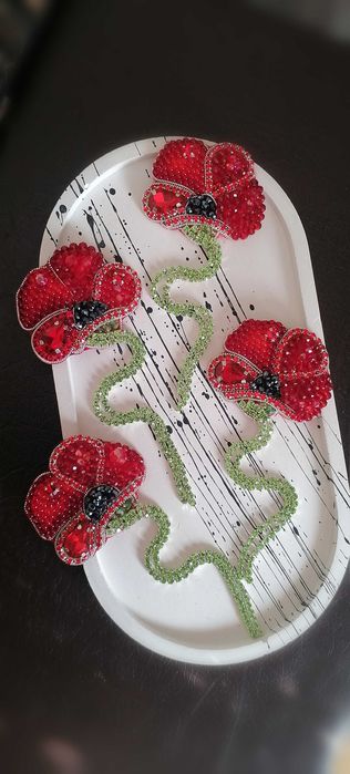 Брош червоний мак (брошь) подарунок, мак, квіти, квітка