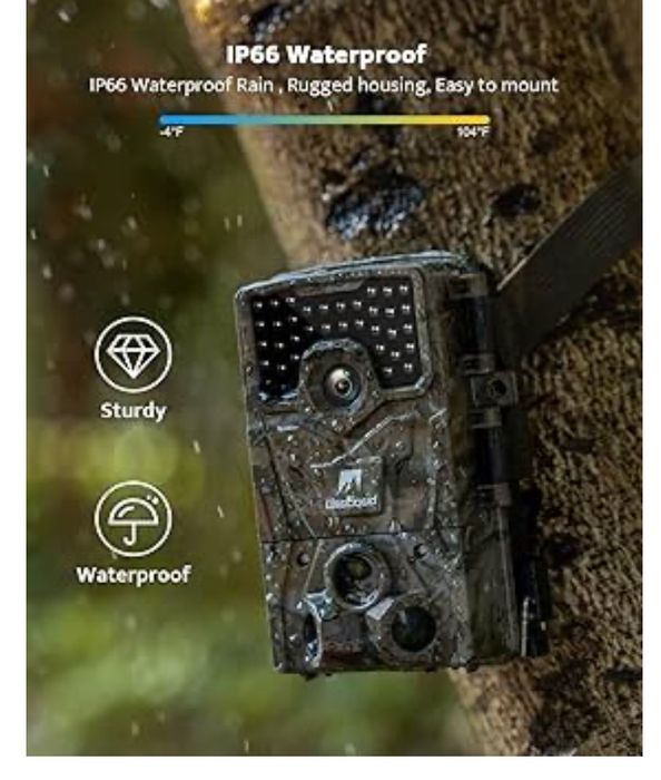 Fotopułapka 36 MP 4K, noktowizorem, z Kartą SD 32 GB i Bateriami 8 AA