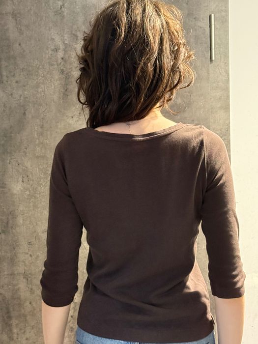 Brązowa bluzka C&A rozm. XS | Bawełna organiczna | 3/4 rękaw