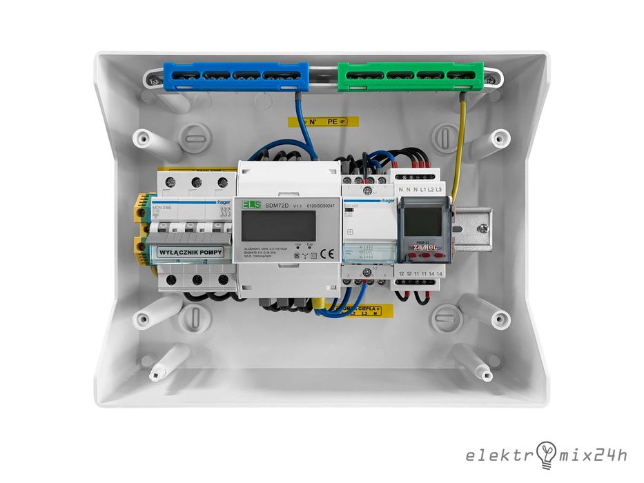 Rozdzielnica hermetyczna do zabezpieczenia pompy ciepła z licznikiem